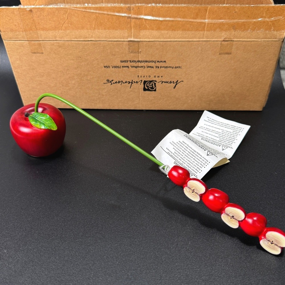 Home Interiors Red Apple Candle Snuffer Long Stem Sliced Apple Handle New